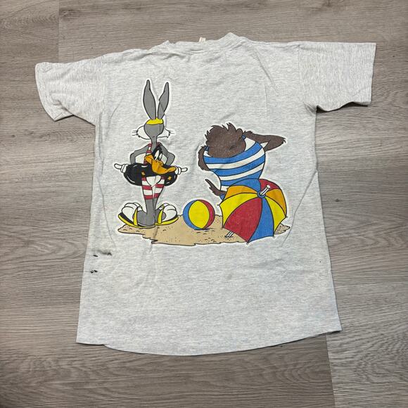 Vintage 90s Sun Sportswear Bugs Tazmanian Devil Beach Shirt Size XS - Picture 3 of 16